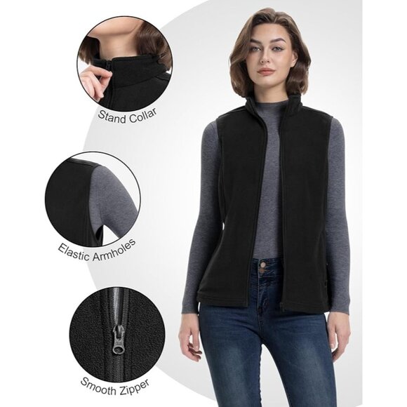 NWT  White Sierra Women's Black Fleece Cozy Zip-Up Lightweight  Vest Sz XL 2882 - Picture 2 of 13